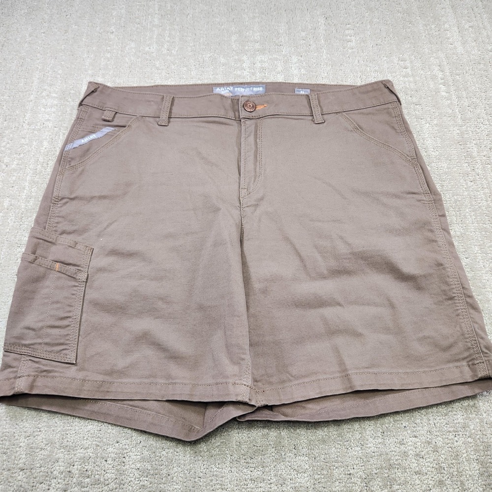 Ariat Rebar Shorts Women 33 Perfect Rise Made Tough Brown Stretch Work Outdoor‎